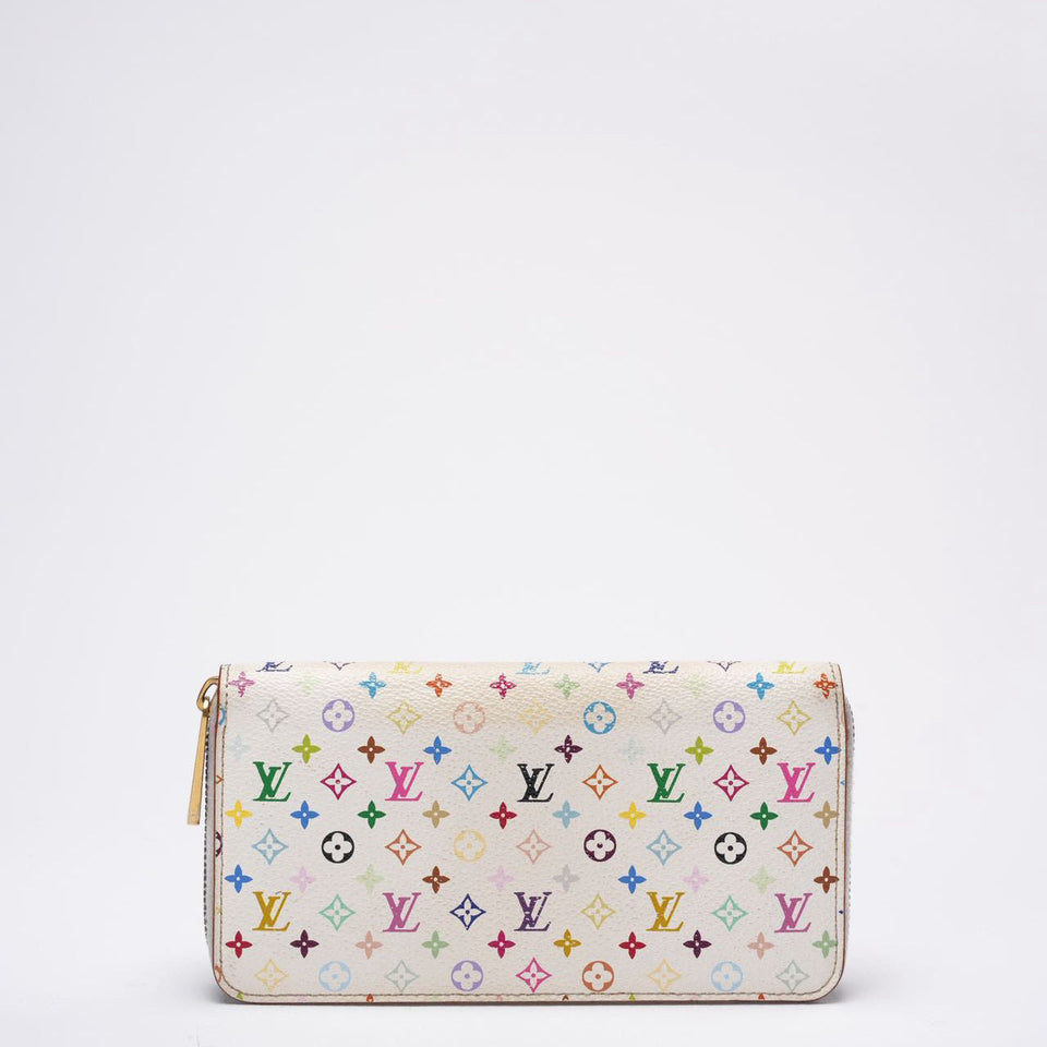 Louis Vuitton Multicolor Zippy Wallet White Takashi Murakami