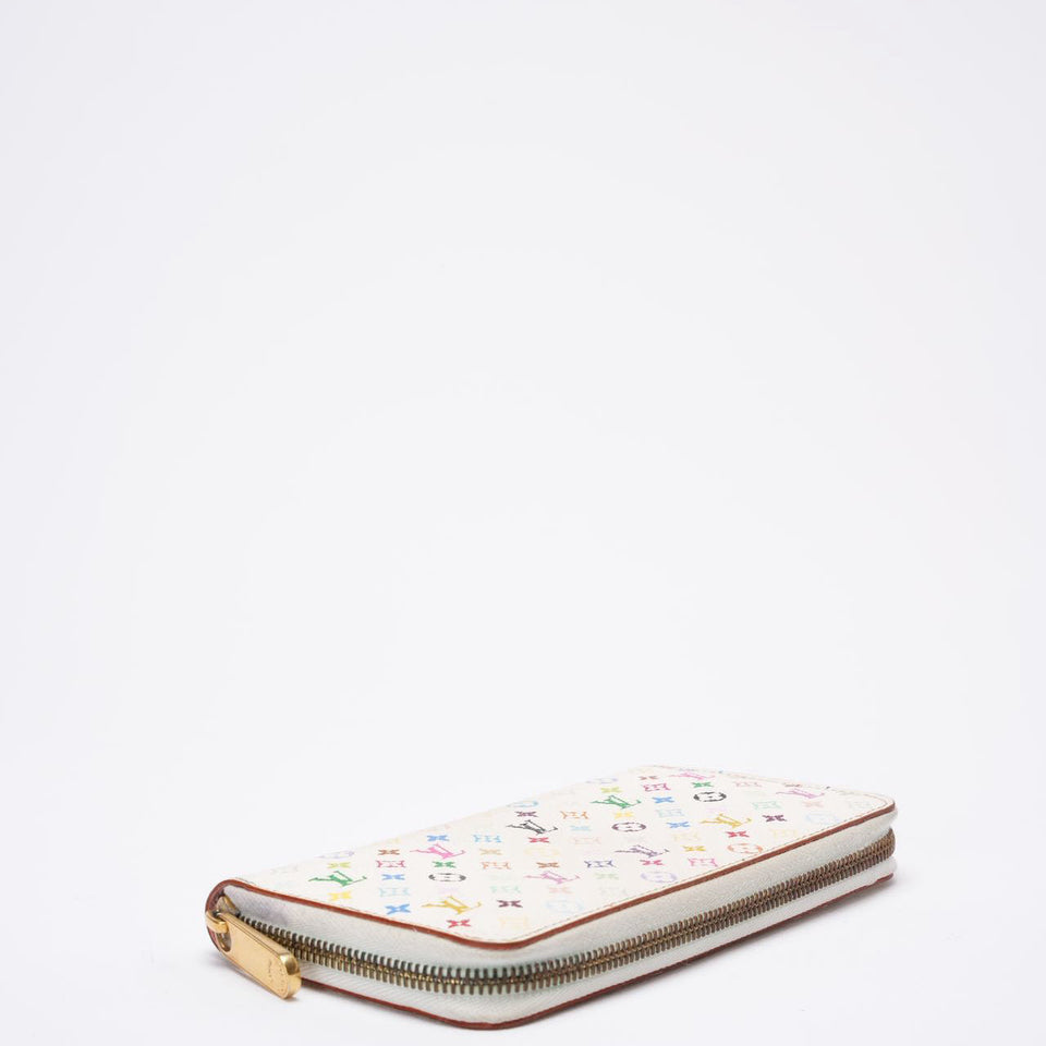 Louis Vuitton Multicolor Zippy Wallet White Takashi Murakami