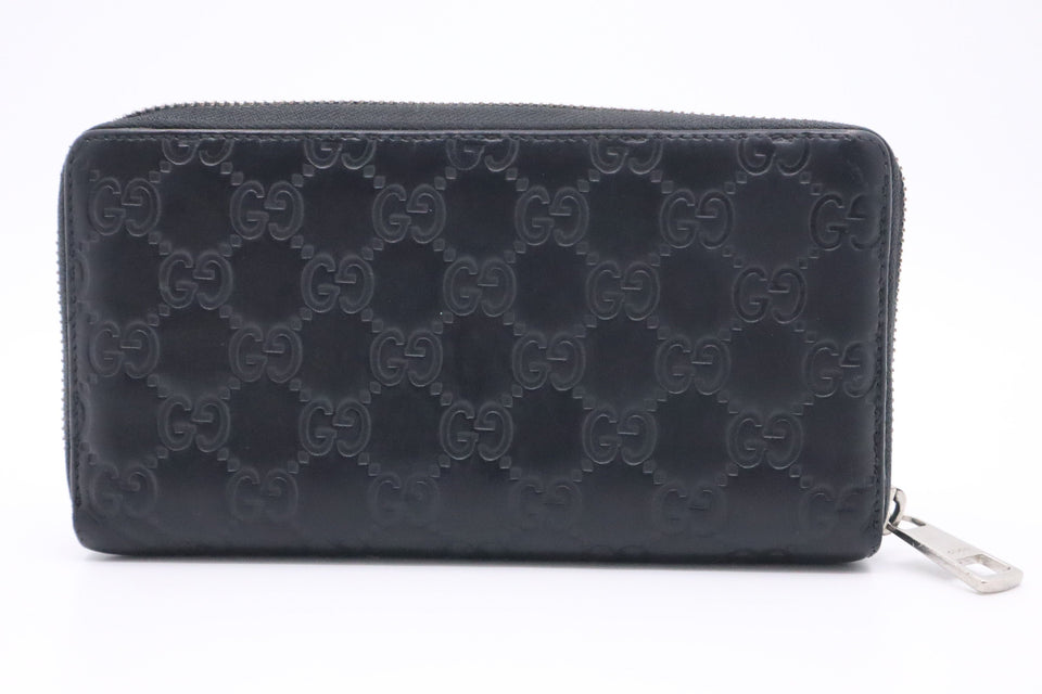 Gucci Long Zippy Wallet in Black Guccissima Leather