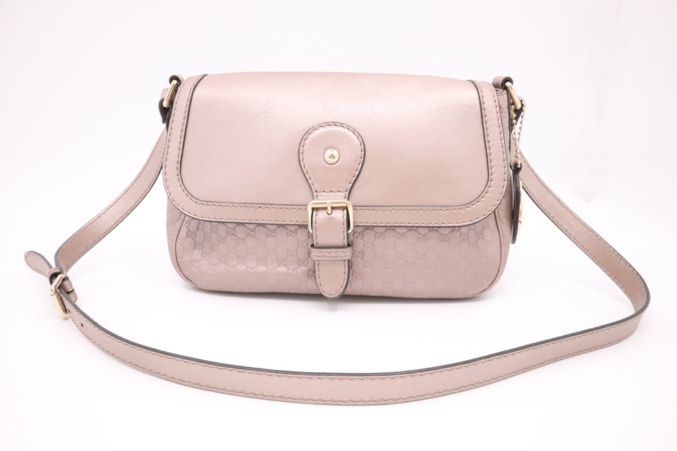 Gucci Crossbody in Pink Metallic MicroGuccissima Leather