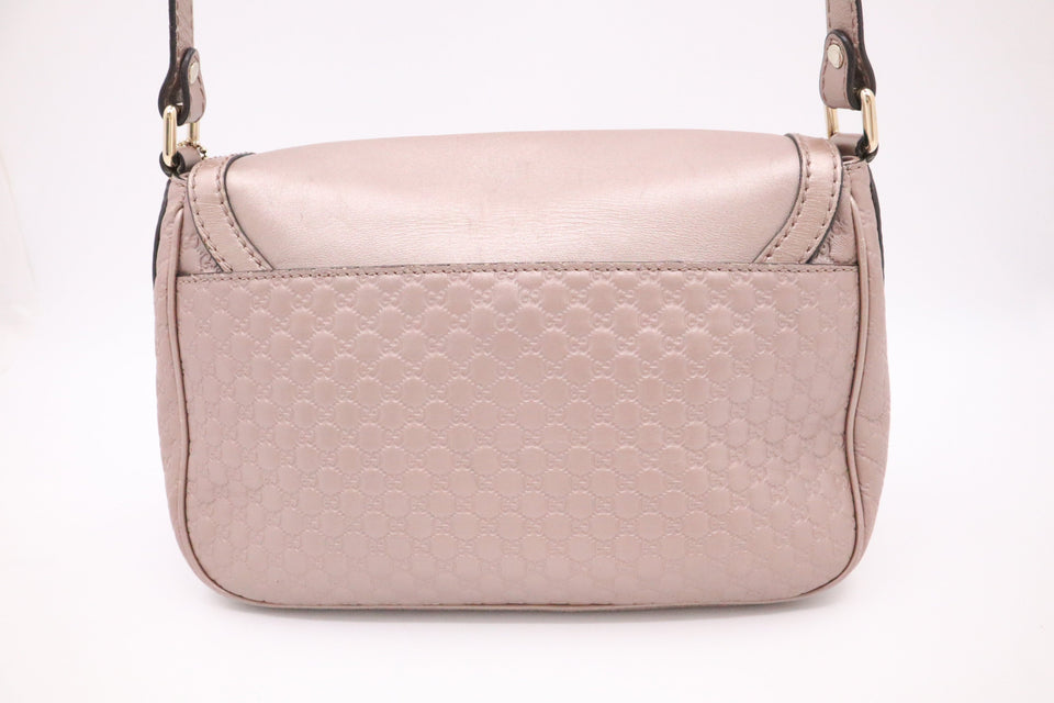 Gucci Crossbody in Pink Metallic MicroGuccissima Leather
