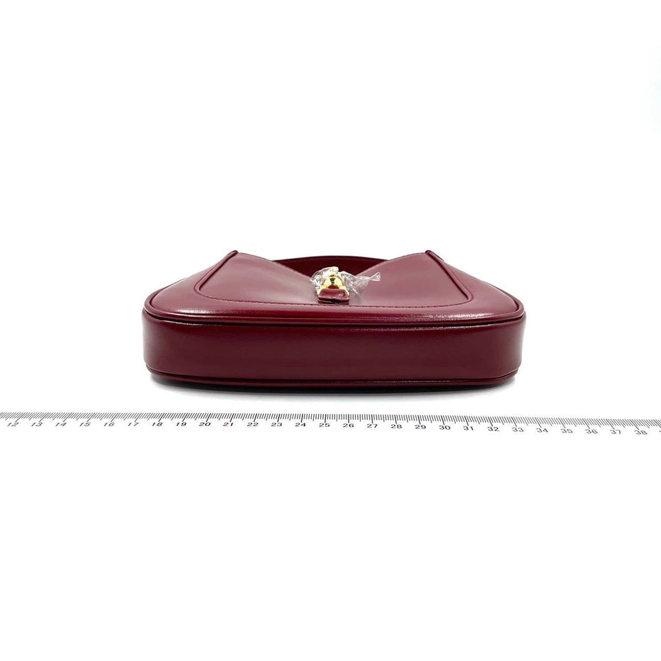 Gucci Jackie 1961 Mini Burgundy Leather Bag with Strap Never Worn With Box