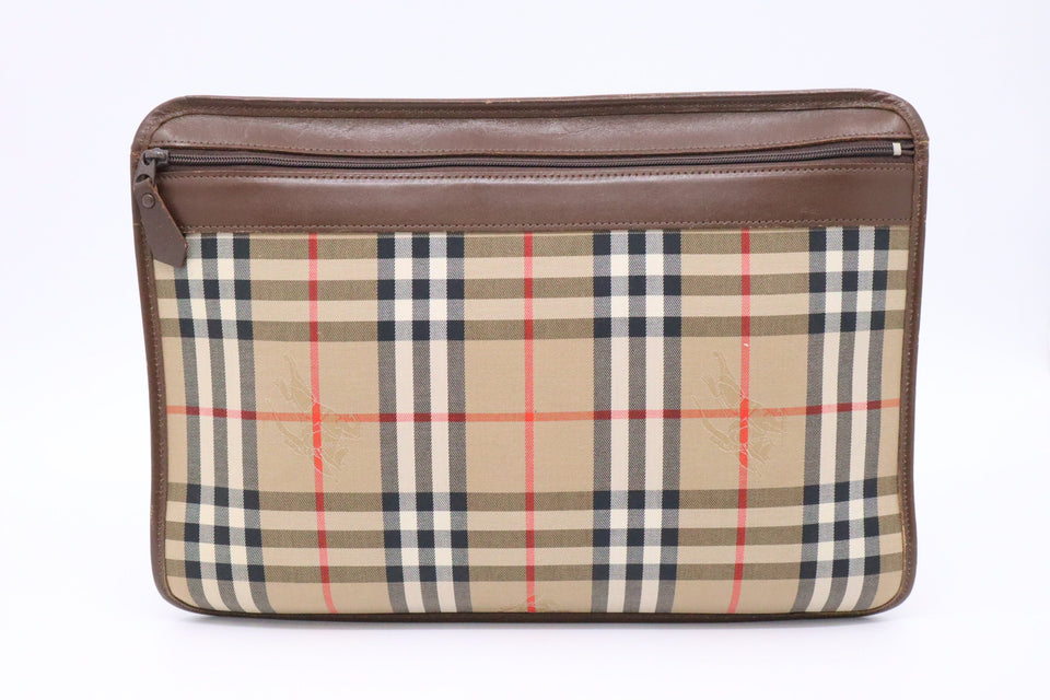 Burberry Clutch in Brown Check Canvas