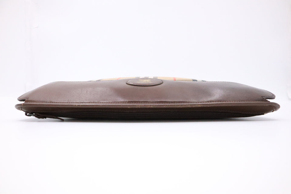 Burberry Clutch in Brown Check Canvas