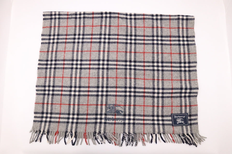 Burberry Scarf in Grey Checked Wool
