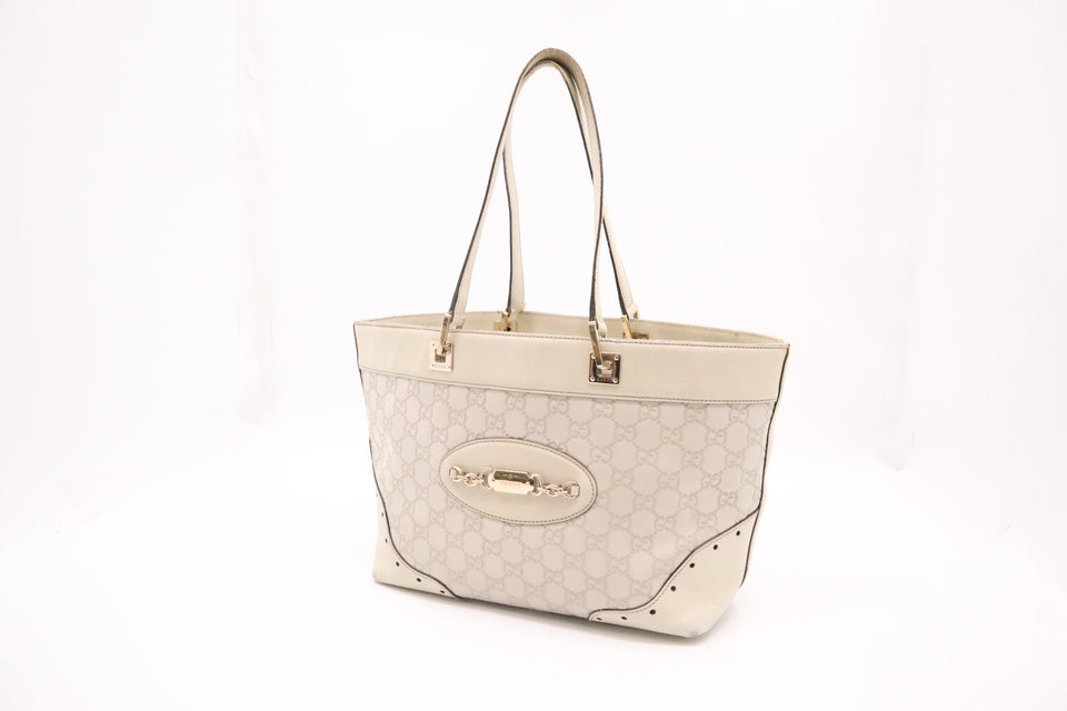 Gucci Medium Punch Tote in Beige Guccissima Leather