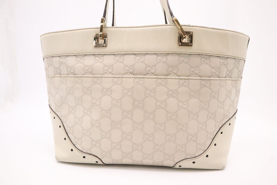 Gucci Medium Punch Tote in Beige Guccissima Leather