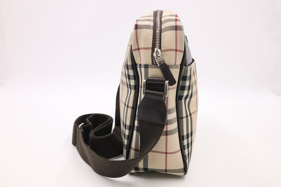 Burberry Messenger Bag in Beige Check Canvas