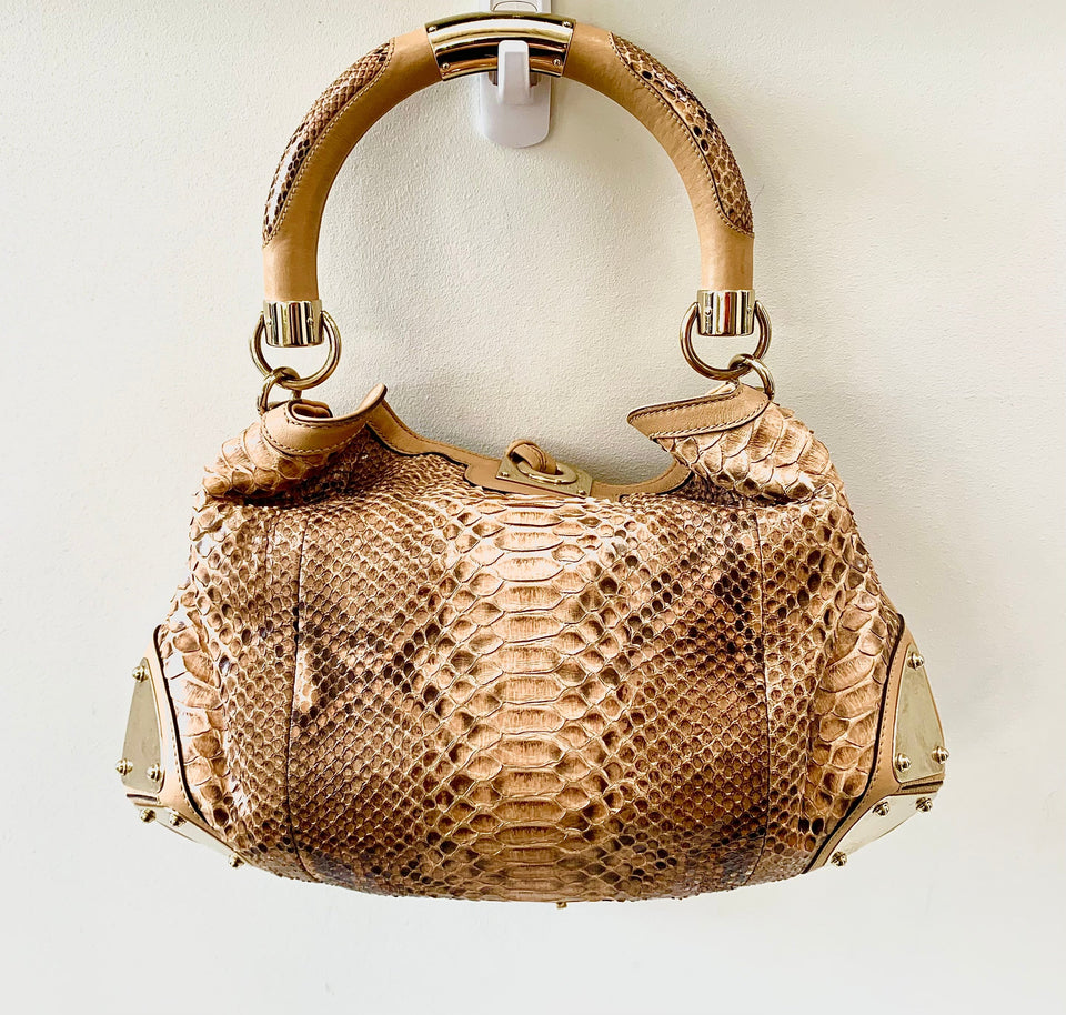 Gucci BEIGE PYTHON INDY HOBO BAG