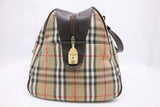 Burberry Duffle Bag with Shoes Compartment in Brown Checked Canvas