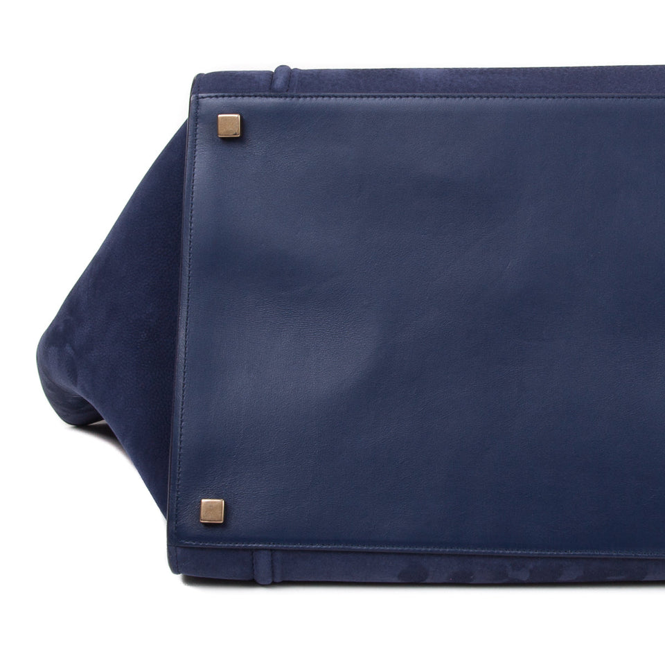 Medium Phantom Handbag in Dark Blue Nubuck Calfskin