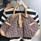 Christian Dior Brown Monogram Double Saddle Bowling Bag