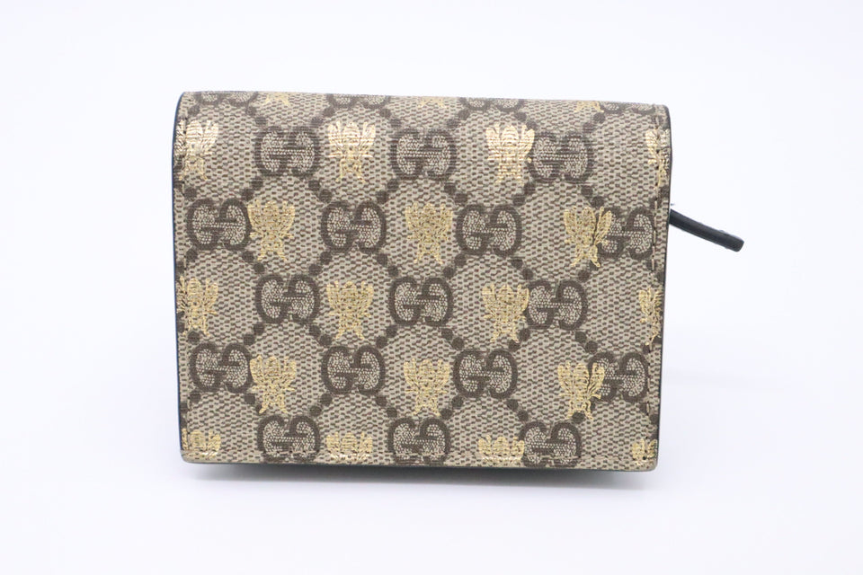Gucci Bee Compact Wallet in GG Bee Canvas