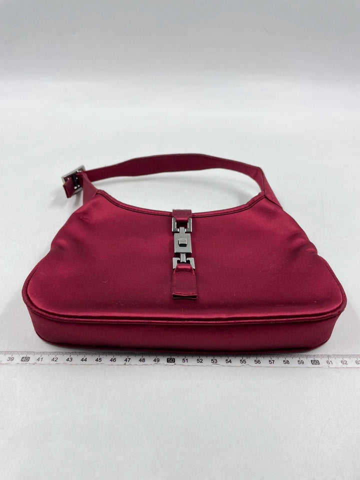 Gucci Jackie Vintage Mini Silk Satin Shoulder Bag in Red