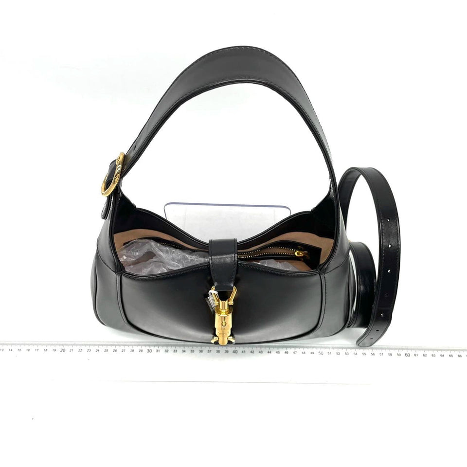 Gucci Jackie 1961 Black Leather Bag with Adjustable Strap
