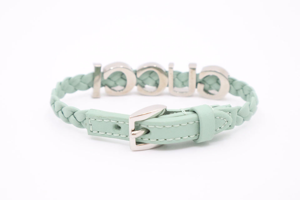 Gucci Braided Bracelet in Turquoise Leather