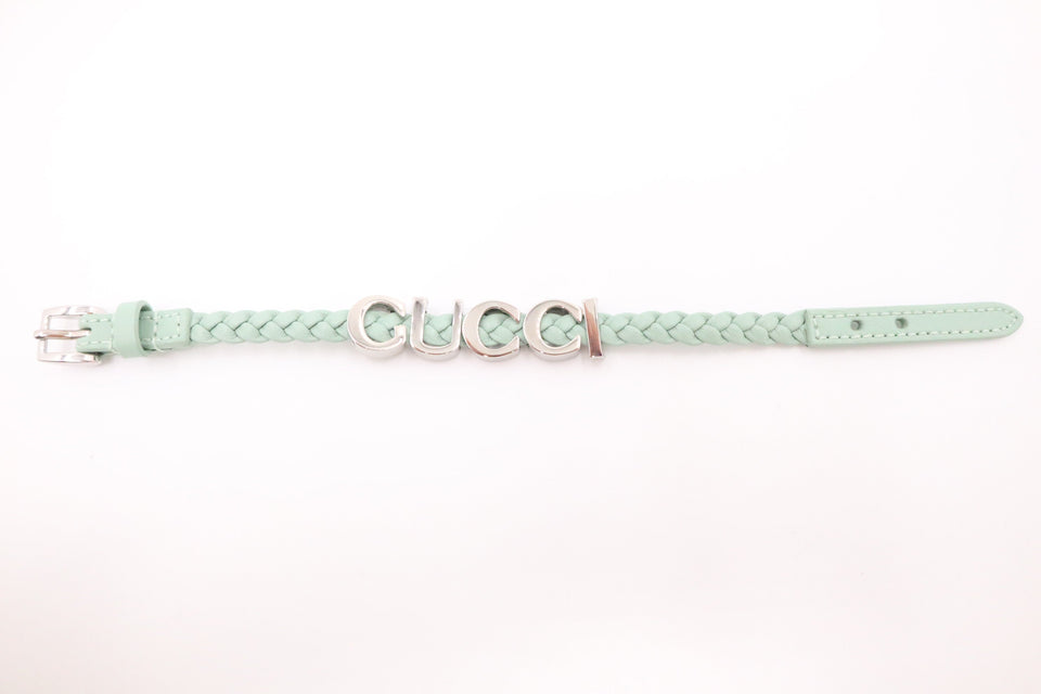 Gucci Braided Bracelet in Turquoise Leather
