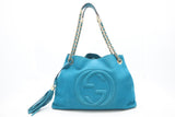 Gucci Soho Chain Shoulder Bag in Turquoise Nubuck