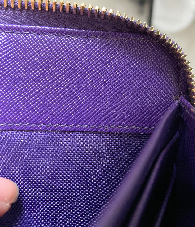 Prada Purple Saffiano Leather Zippy Continental Wallet