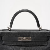 Hermes Black Kelly 28 P Square Togo Leather Palladium