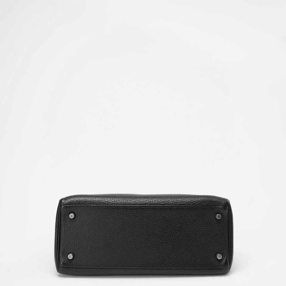Hermes Black Kelly 28 P Square Togo Leather Palladium