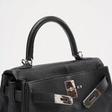 Hermes Black Kelly 28 P Square Togo Leather Palladium