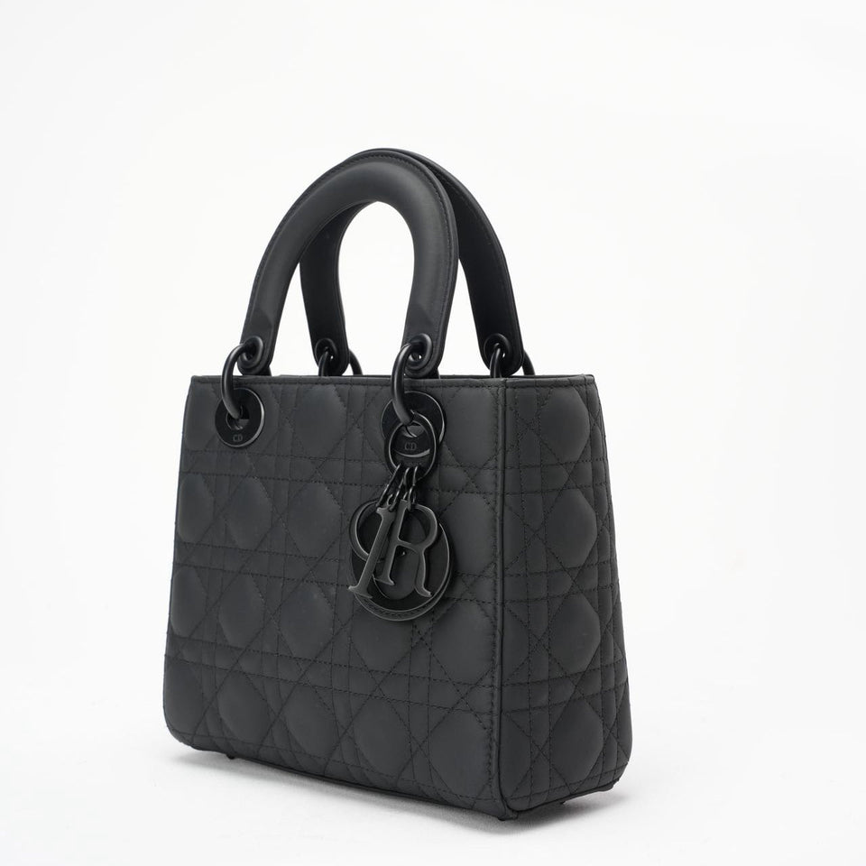 Christian Dior Matte Black Small Lady Dior Bag 2021