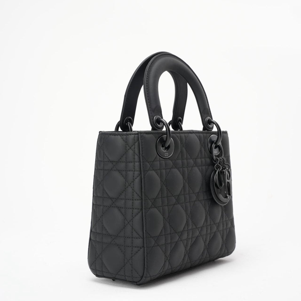 Christian Dior Matte Black Small Lady Dior Bag 2021