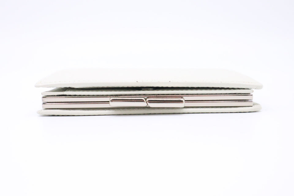 Burberry Compact Wallet in White Leather