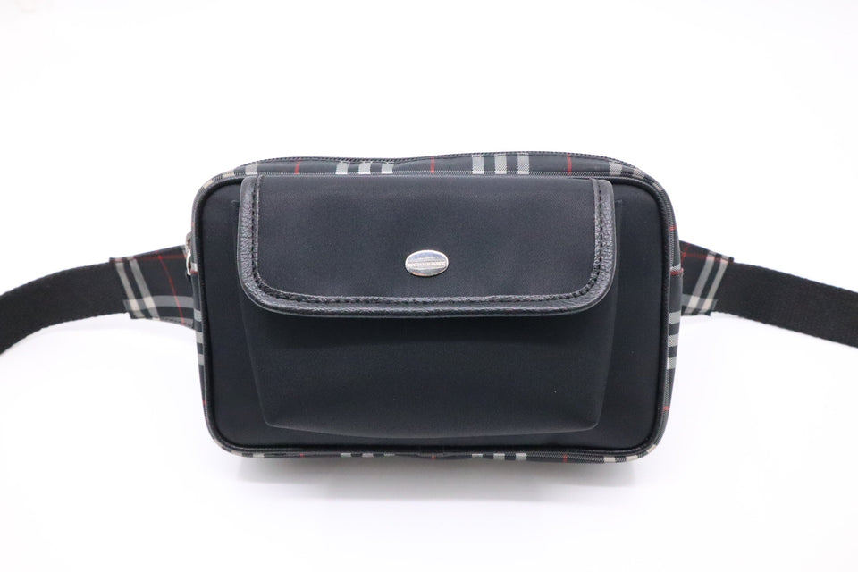 Burberry Waist Pouch in Black Check Nylon