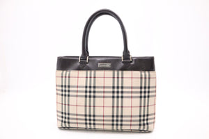 Burberry Handbag in Beige Checked Canvas