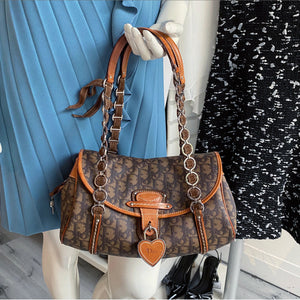 Dior Romantique Vintage Monogram Trotteur Logo Bag