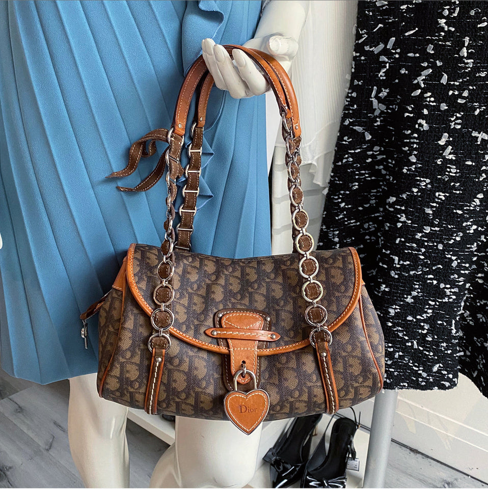 Dior Romantique Vintage Monogram Trotteur Logo Bag