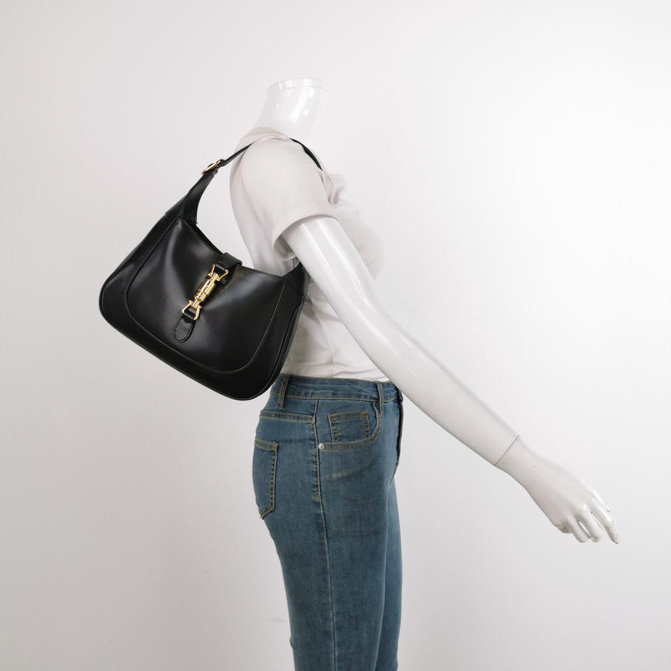 Gucci Jackie 1961 Black Leather Bag with Adjustable Strap