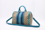 Gucci Boston Bag in Blue and Beige GG Canvas