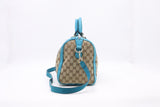 Gucci Boston Bag in Blue and Beige GG Canvas