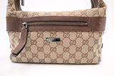 Gucci Shoulder Bag in GG Canvas and Brown Leather