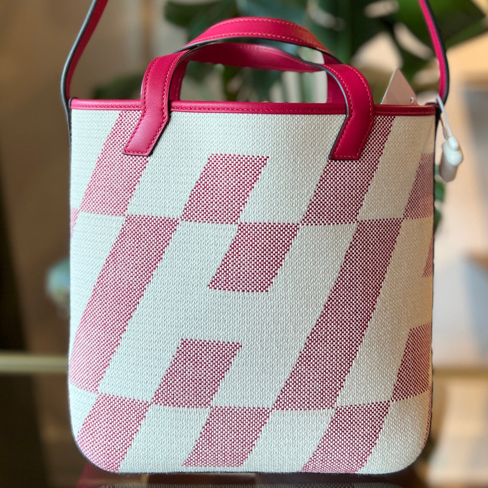 Hermes Ambie PM Framboise Toile H Veau Swift Tote