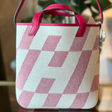Hermes Ambie PM Framboise Toile H Veau Swift Tote