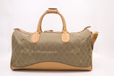 Gucci Boston Bag in Green GG Canvas and Brown Leather