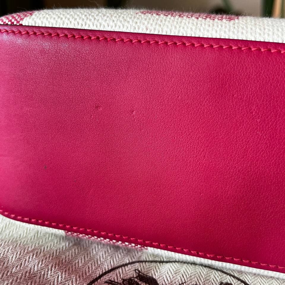 Hermes Ambie PM Framboise Toile H Veau Swift Tote