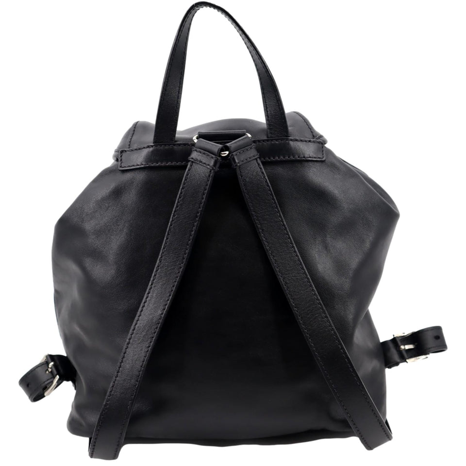 Prada Milano Double Pocket Leather Backpack Bag Black