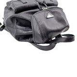 Prada Milano Double Pocket Leather Backpack Bag Black