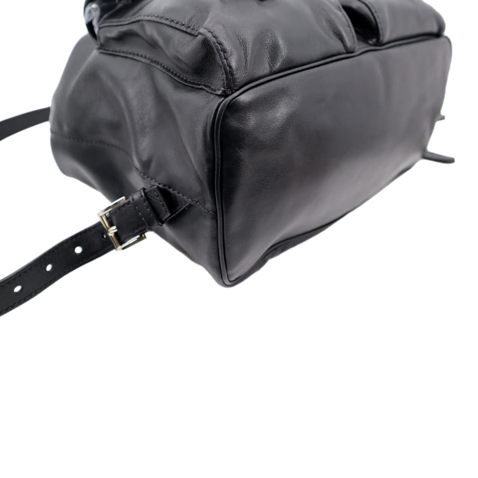 Prada Milano Double Pocket Leather Backpack Bag Black