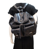 Prada Milano Double Pocket Leather Backpack Bag Black