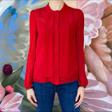 Prada Sheer Red Silk Georgette Blouse - IT40 / USA 4