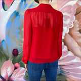 Prada Sheer Red Silk Georgette Blouse - IT40 / USA 4