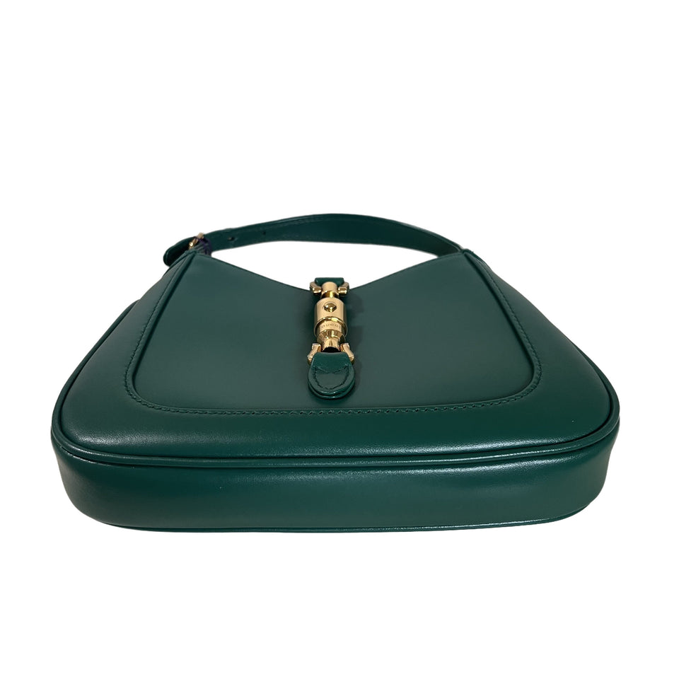 Gucci Jackie 1961 Mini Handbag in Green Leather with Adjustable Strap Giftable Condition