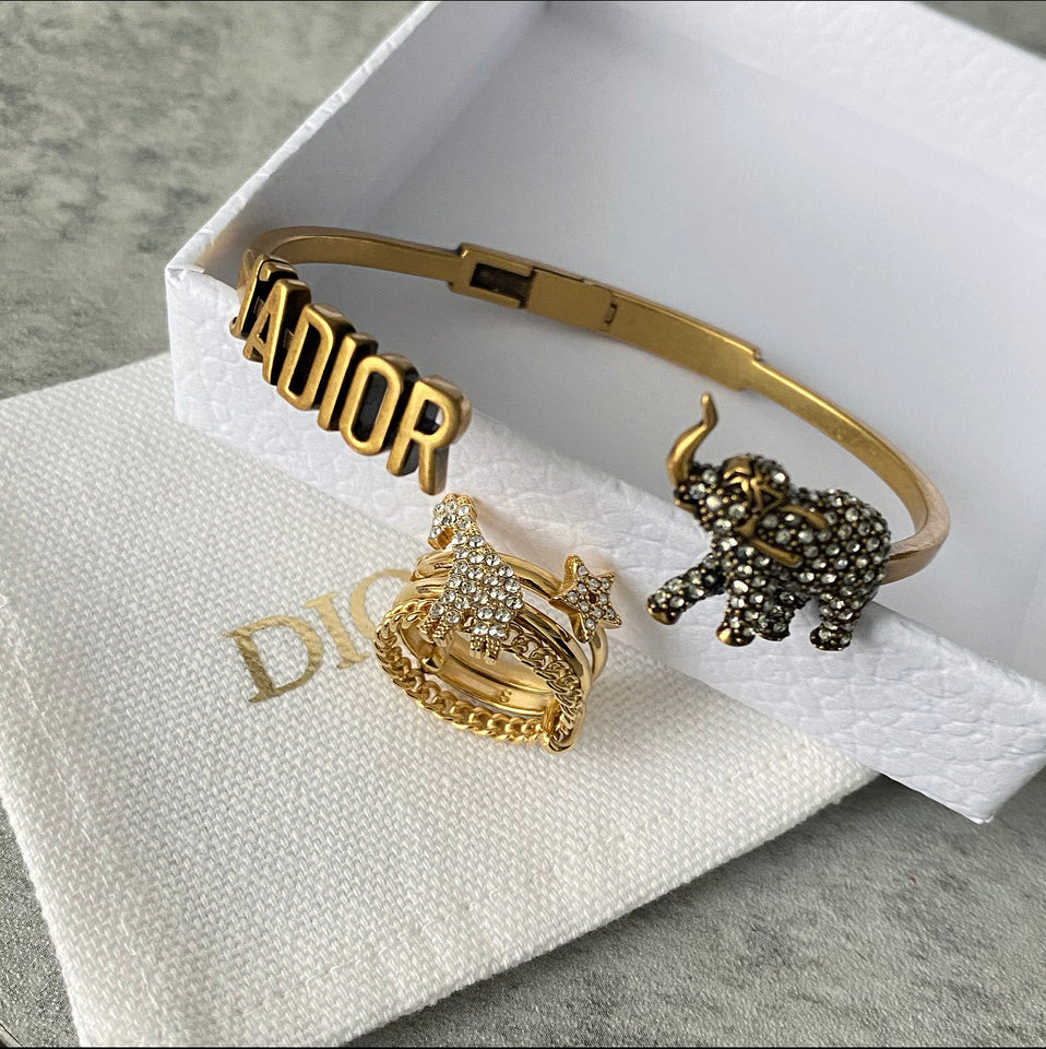 Dior J'ADior Safari Crystal Elephant Bracelet