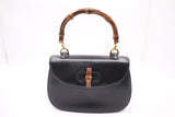 Gucci Bamboo Medium Top Handle in Black Leather